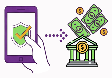 Phone sending a secure loan request to a bank